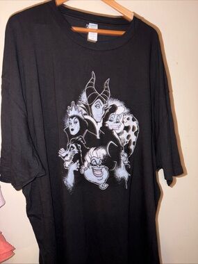 Disney Black Short Sleeve Tee with White Villains Graphic